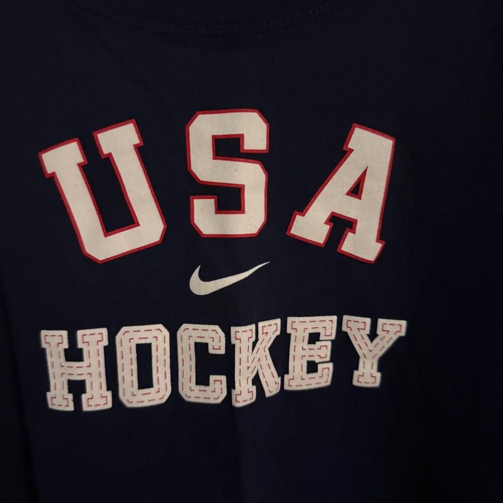 Nike top women size S blue USA Hockey long sleeve crop t-shir - Picture 2 of 6